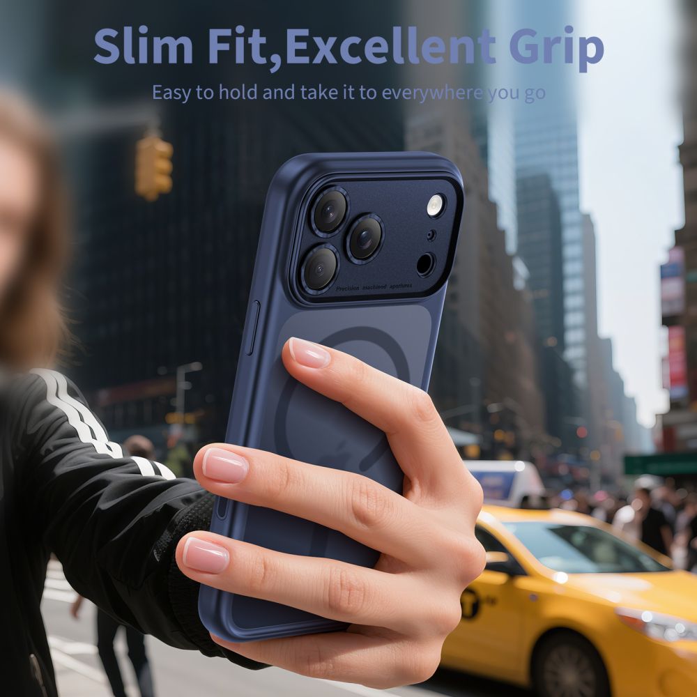 Ovitek MagSafe za Apple iPhone 17 Pro Max, Tech-Protect, MagPeak, Mat temno modra