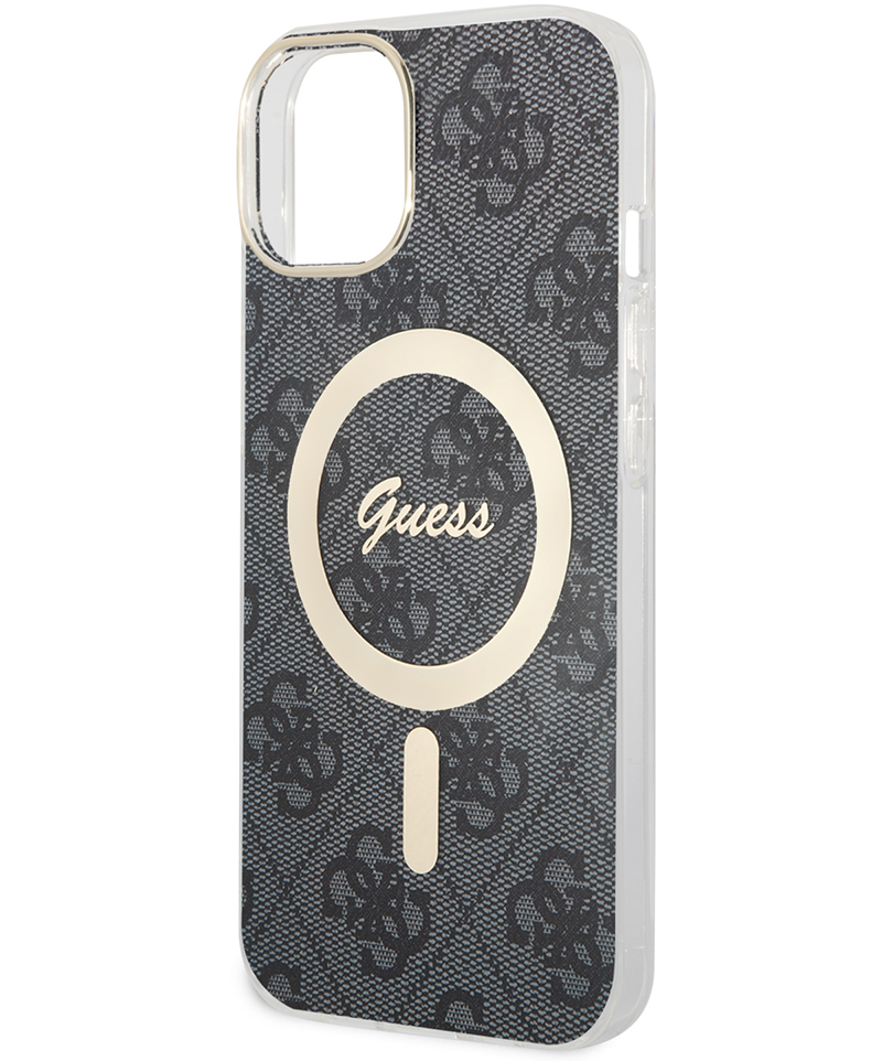 Ovitek MagSafe za Apple iPhone 15, Guess, 4G IML, Črn GUHMP15SH4STK