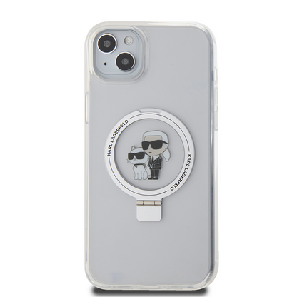 Ovitek MagSafe za Apple iPhone 15 Plus, Karl Lagerfeld, Ringstand Karl and Choupette, bel, ponovno zapakiran