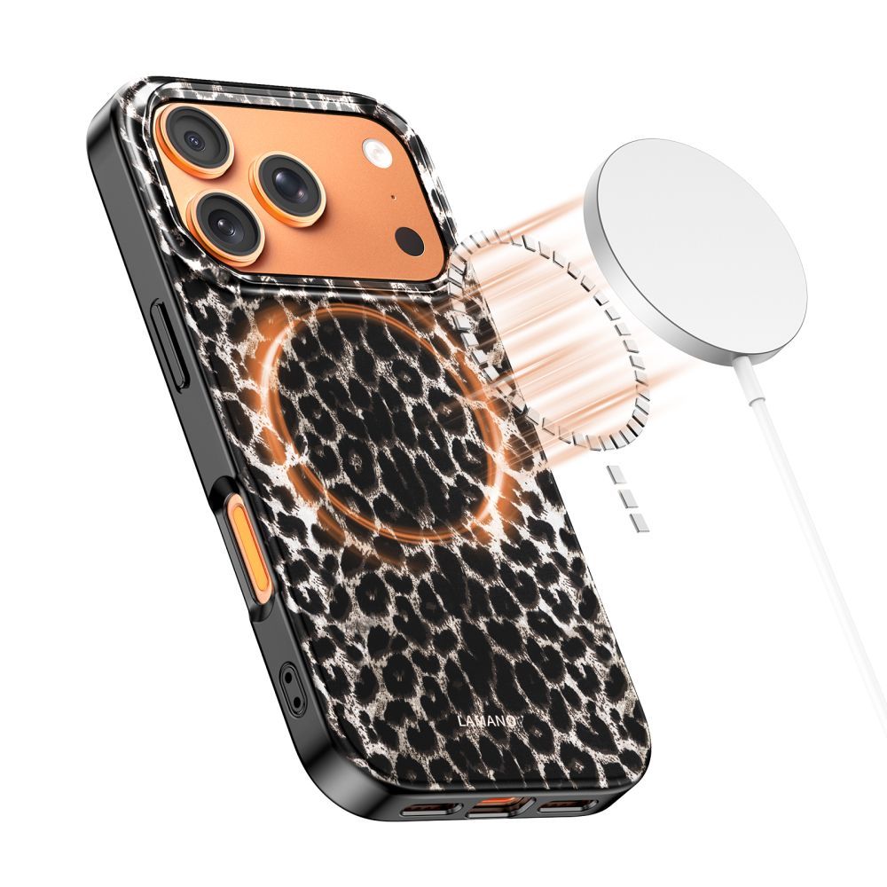 Ovitek MagSafe za Apple iPhone 17 Pro, Tech-Protect, Lamano Leopard, Črn