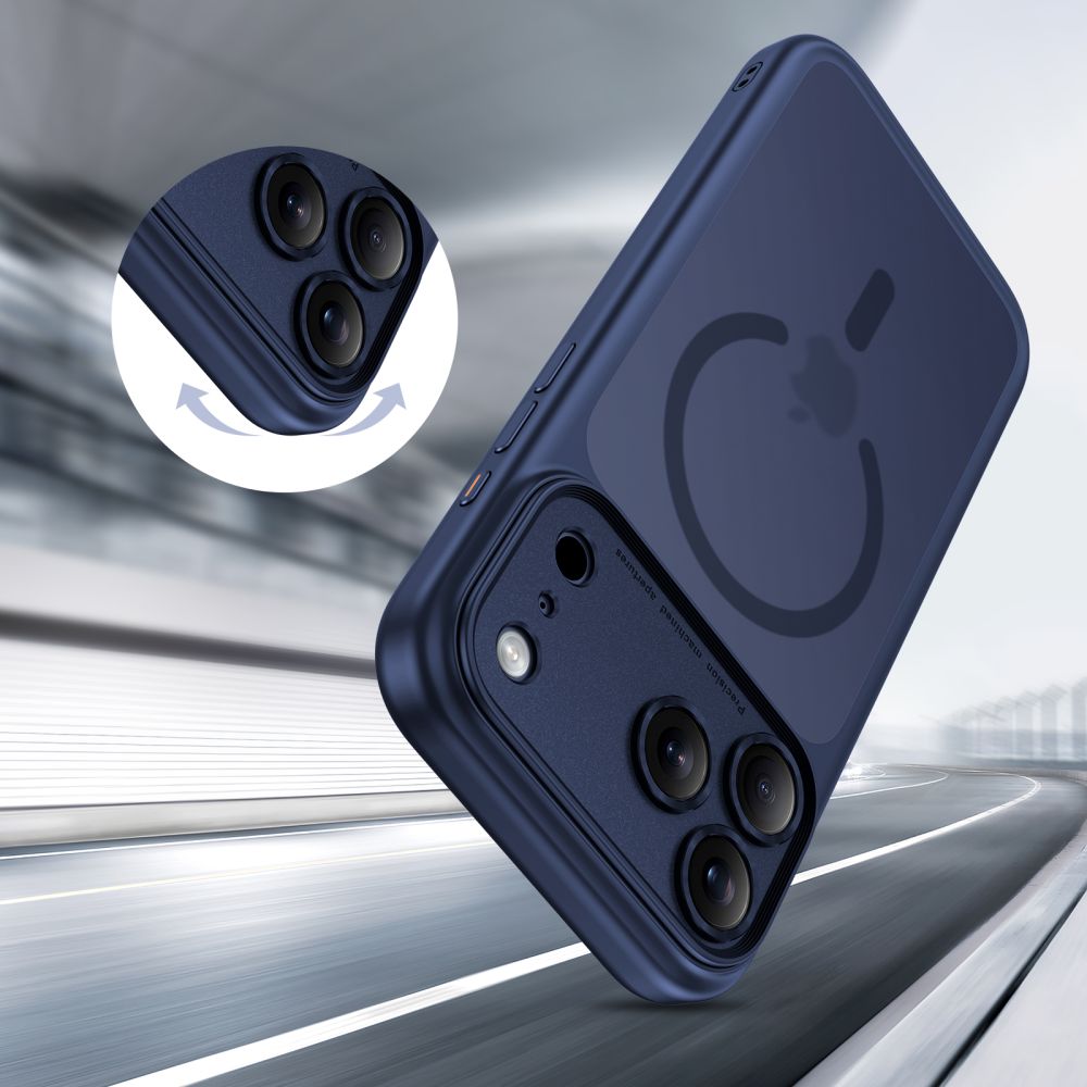 Ovitek MagSafe za Apple iPhone 17 Pro Max, Tech-Protect, MagPeak, Mat temno modra