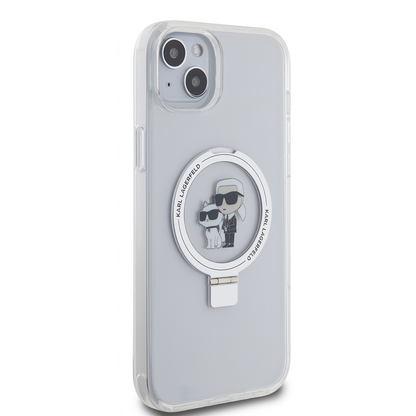Ovitek MagSafe za Apple iPhone 15 Plus, Karl Lagerfeld, Ringstand Karl and Choupette, bel, ponovno zapakiran