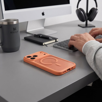 Ovitek MagSafe za Apple iPhone 18 Pro / 17 Pro, Tech-Protect, BasicMag, mat oranžen