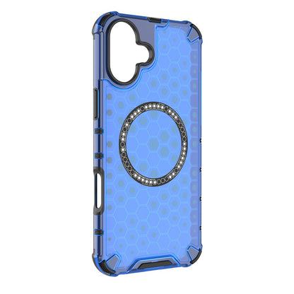 MagSafe Case for Apple iPhone 16, Techsuit, HoneyComb Shield, Blue