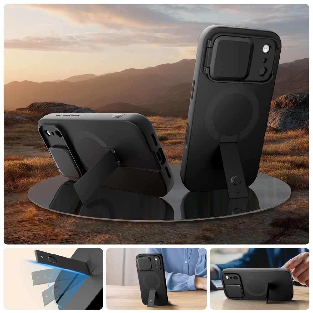 Ovitek MagSafe za Apple iPhone 17 Pro, Tech-Protect, Kevlar Aura, Črn