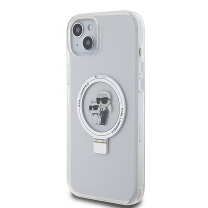 Ovitek MagSafe za Apple iPhone 15 Plus, Karl Lagerfeld, Ringstand Karl and Choupette, bel, ponovno zapakiran