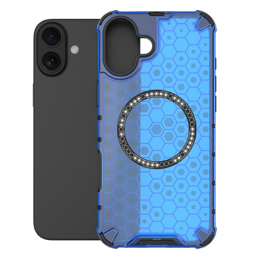 MagSafe ovitek za Apple iPhone 16, Techsuit, HoneyComb Shield, modra