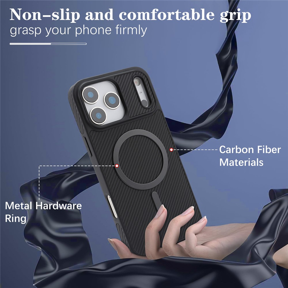 MagSafe Case for Apple iPhone 17 Pro Max, OEM, Carbon Metal Ring, Black