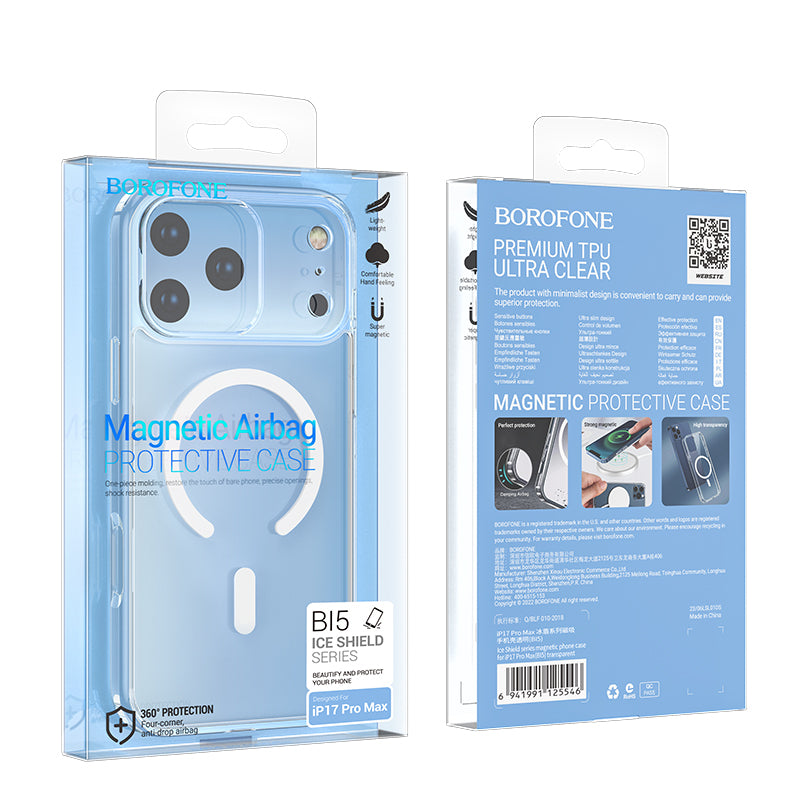 MagSafe ovitek za Apple iPhone 17 Pro Max, Borofone, BI5 Ice Shield, Prozoren