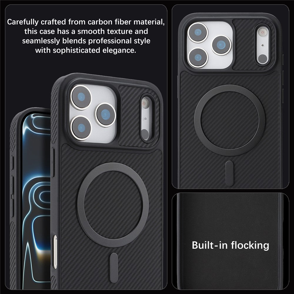 Ovitek MagSafe za Apple iPhone 17 Pro, OEM, ogljikovo kovinsko obrobo, črn