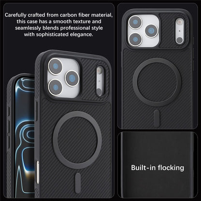 Ovitek MagSafe za Apple iPhone 17 Pro, OEM, ogljikovo kovinsko obrobo, črn
