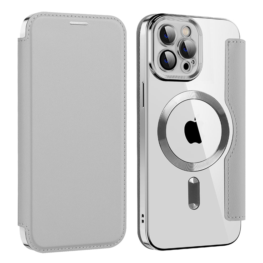 Ovitek MagSafe za Apple iPhone 11 Pro Max, Techsuit, SmartMag Book, Siva