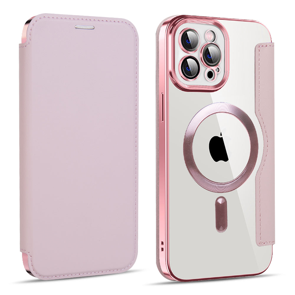 Ovitek MagSafe za Apple iPhone 11 Pro Max, Techsuit, SmartMag Book, roza