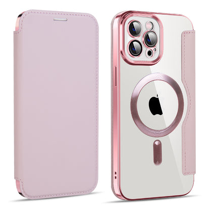 Ovitek MagSafe za Apple iPhone 11 Pro Max, Techsuit, SmartMag Book, roza