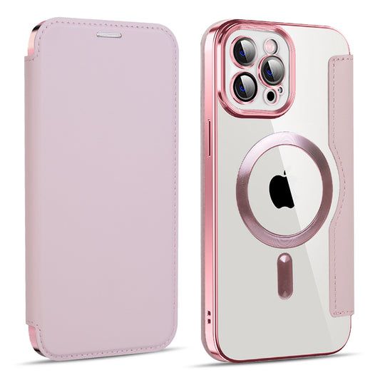 Ovitek MagSafe za Apple iPhone 11 Pro Max, Techsuit, SmartMag Book, roza