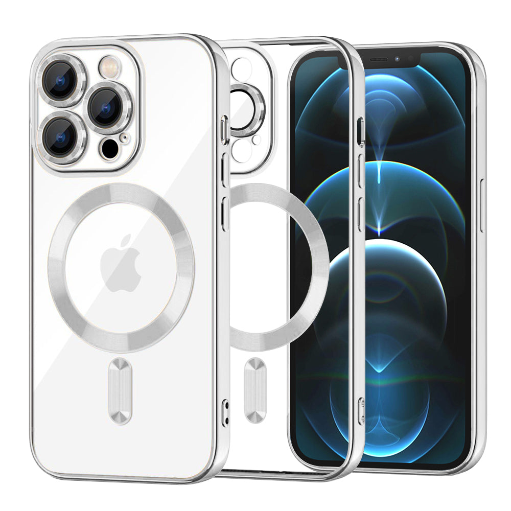 Ovitek MagSafe za Apple iPhone 12 Pro Max, Techsuit, Luxury Crystal, Srebrn