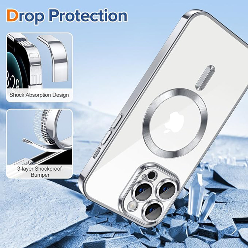Ovitek MagSafe za Apple iPhone 12 Pro Max, Techsuit, Luxury Crystal, Srebrn