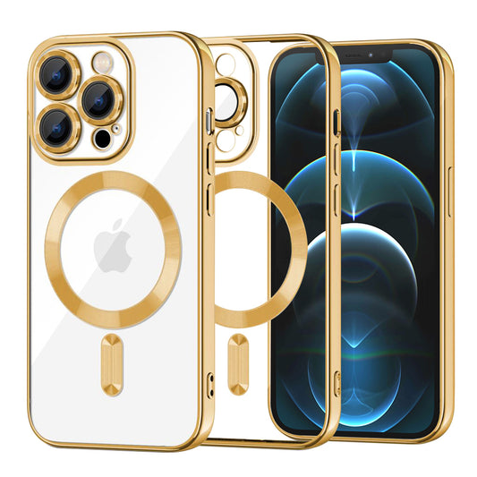 Ovitek MagSafe za Apple iPhone 12 Pro Max, Techsuit, Luxury Crystal, Zlata