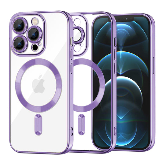 Ovitek MagSafe za Apple iPhone 12 Pro Max, Techsuit, Luxury Crystal, Svetlo vijoličen