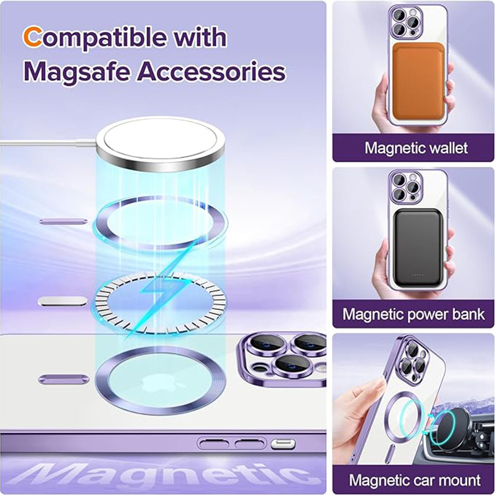 Ovitek MagSafe za Apple iPhone 12 Pro Max, Techsuit, Luxury Crystal, Svetlo vijoličen
