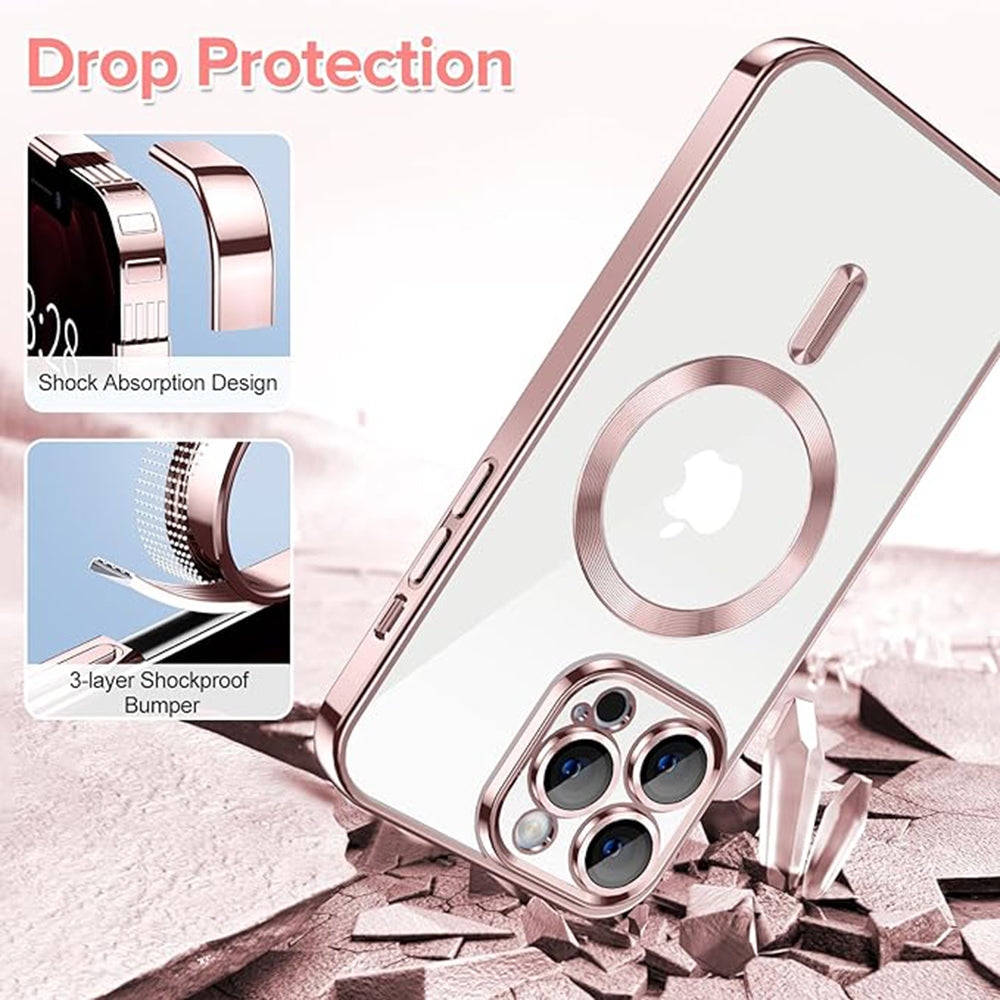Ovitek MagSafe za Apple iPhone 12 Pro Max, Techsuit, Luxury Crystal, Roza