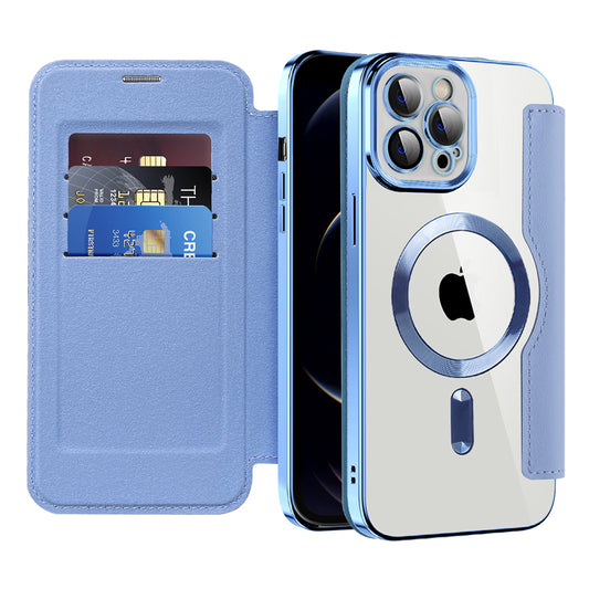 Ovitek MagSafe za Apple iPhone 12 Pro Max, Techsuit, SmartMag Book, modra