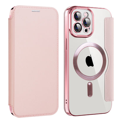 Ovitek MagSafe za Apple iPhone 12 Pro Max, Techsuit, SmartMag Book, roza
