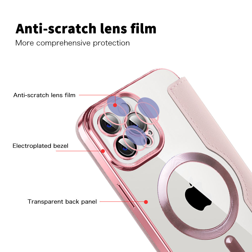 Ovitek MagSafe za Apple iPhone 12 Pro Max, Techsuit, SmartMag Book, roza