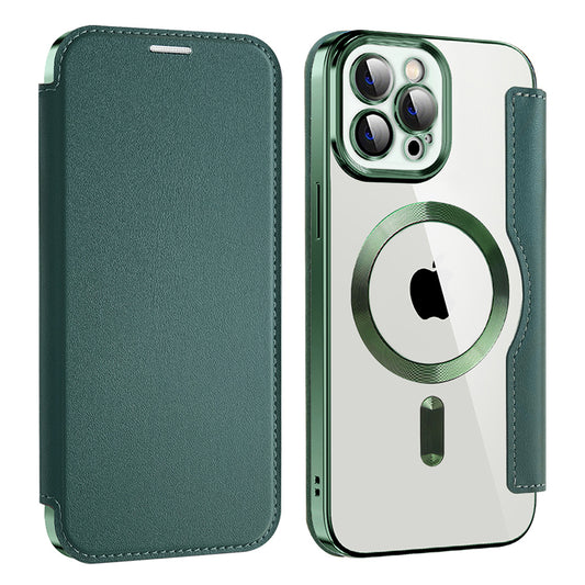 Ovitek MagSafe za Apple iPhone 12 Pro Max, Techsuit, SmartMag Book, Zelen