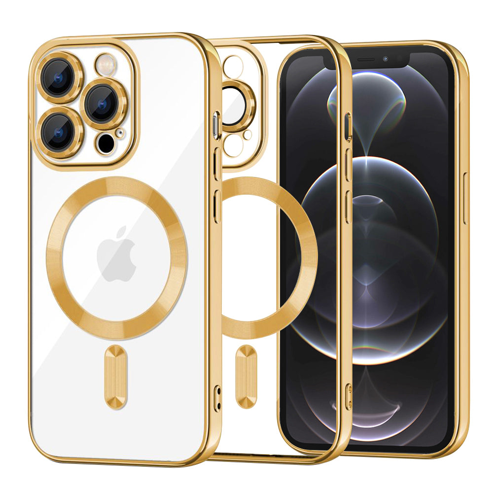 Ovitek MagSafe za Apple iPhone 12 Pro, Techsuit, Luxury Crystal, Zlata