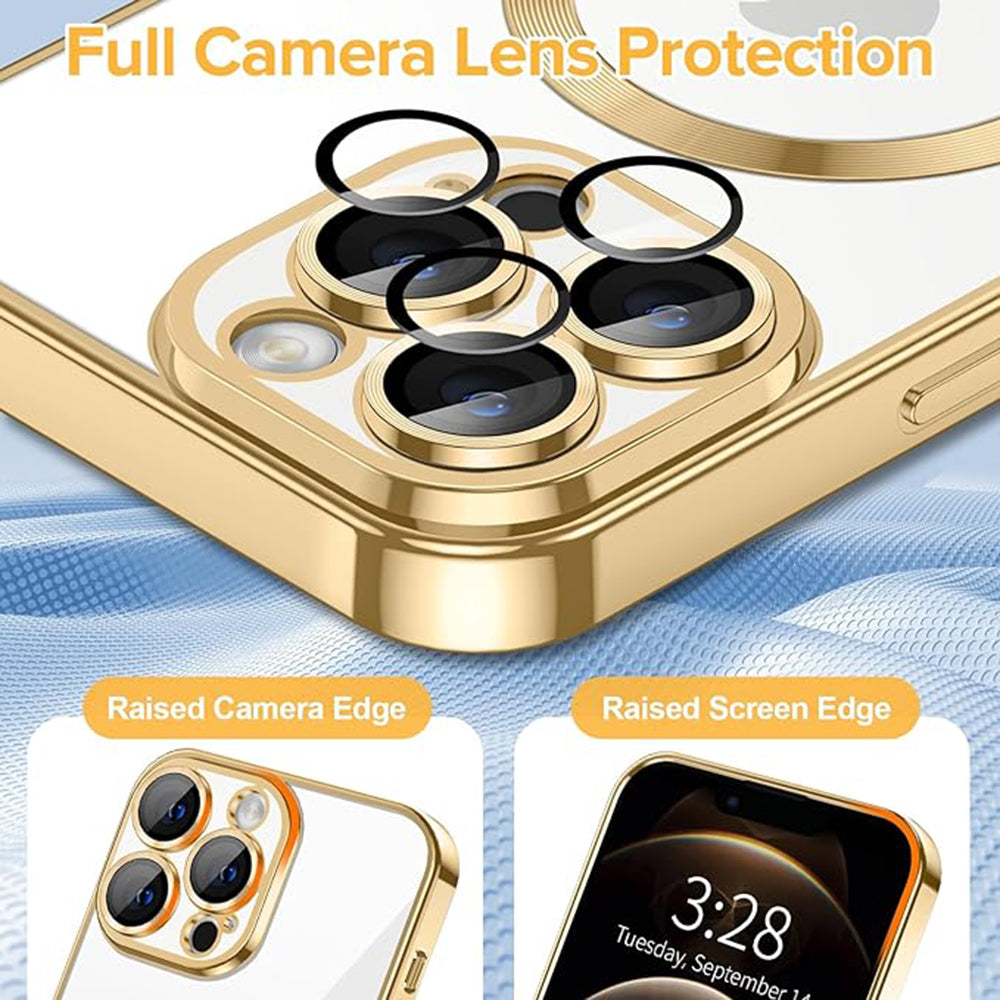Ovitek MagSafe za Apple iPhone 12 Pro, Techsuit, Luxury Crystal, Zlata