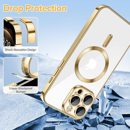 Ovitek MagSafe za Apple iPhone 12 Pro, Techsuit, Luxury Crystal, Zlata
