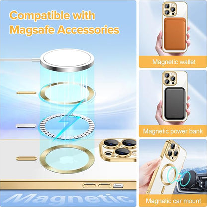 Ovitek MagSafe za Apple iPhone 12 Pro, Techsuit, Luxury Crystal, Zlata