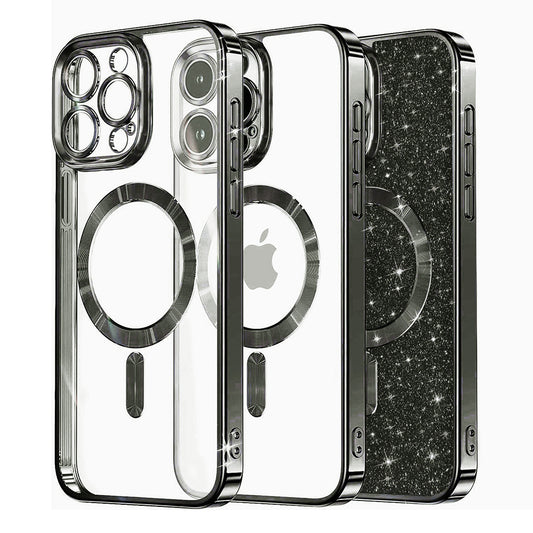 MagSafe Case for Apple iPhone 12 Pro, Techsuit, Luxury Glitter, Black