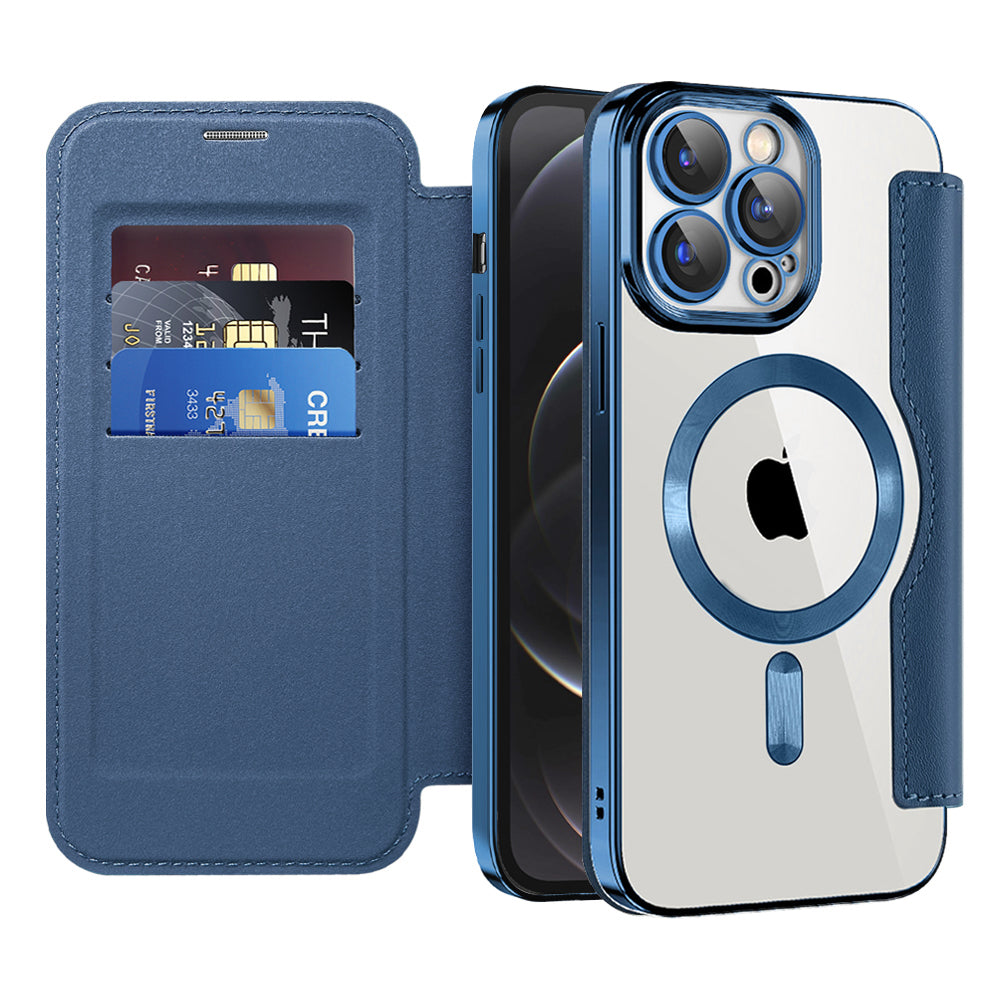 MagSafe Case for Apple iPhone 12 Pro, Techsuit, SmartMag Book, Blue