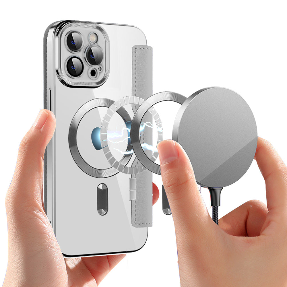 Ovitek MagSafe za Apple iPhone 12 Pro, Techsuit, SmartMag Book, Siva