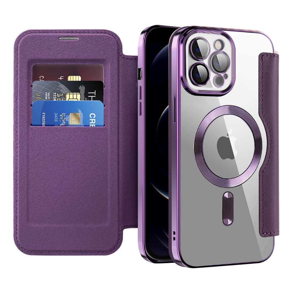 MagSafe Case for Apple iPhone 12 Pro, Techsuit, SmartMag Book, Purple