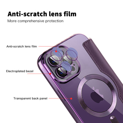 MagSafe Case for Apple iPhone 12 Pro, Techsuit, SmartMag Book, Purple