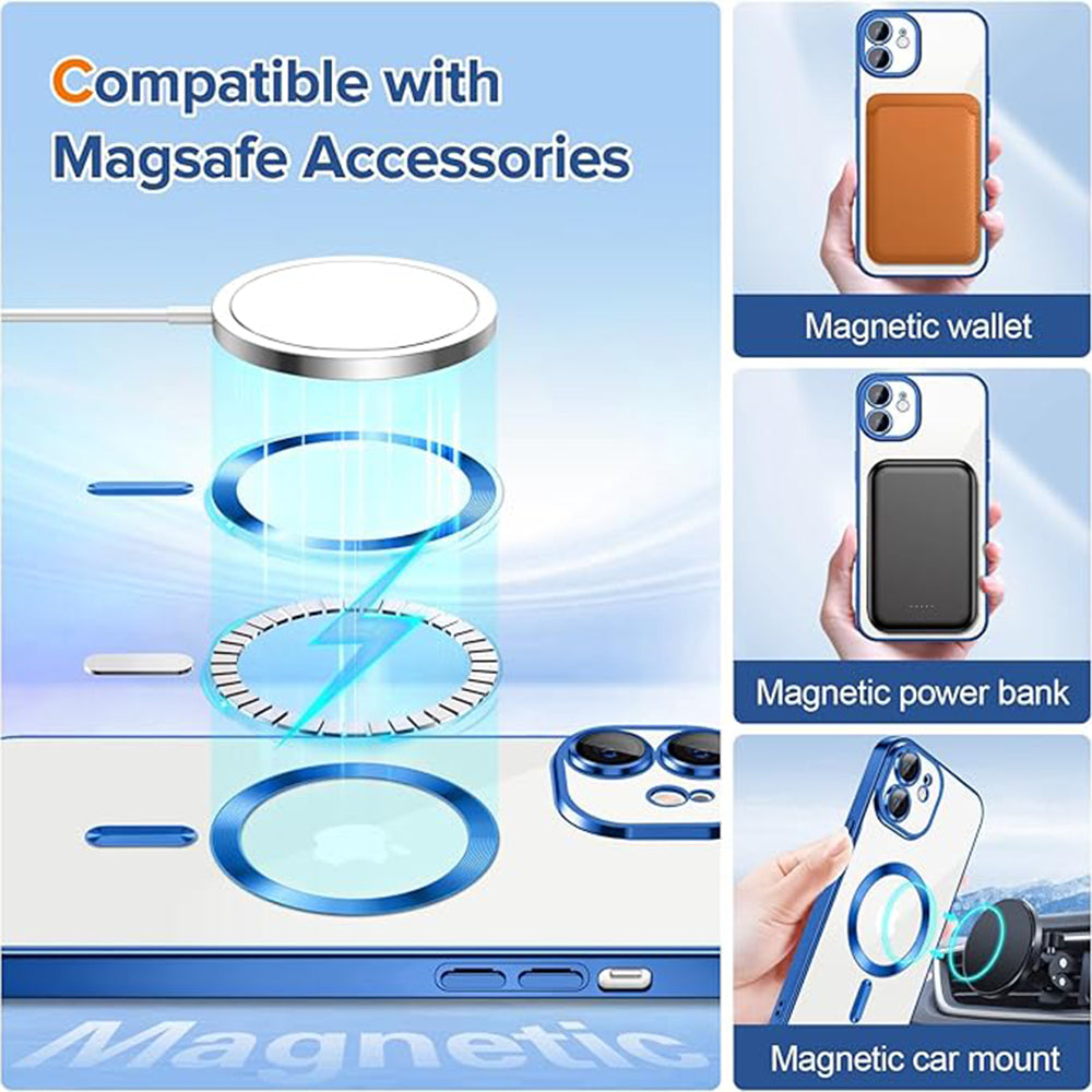 MagSafe ovitek za Apple iPhone 12, Techsuit, Luxury Crystal, Temno modra