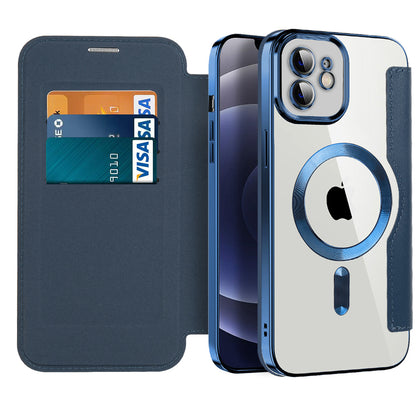 MagSafe Case for Apple iPhone 12, Techsuit, SmartMag Book, Blue