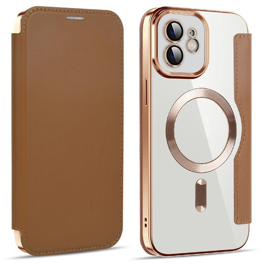 Ovitek MagSafe za Apple iPhone 12, Techsuit, SmartMag Book, rjav