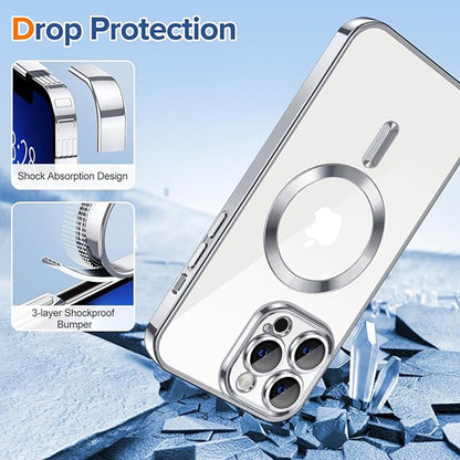 Ovitek MagSafe za Apple iPhone 13 Pro Max, Techsuit, Luxury Crystal, Srebrn