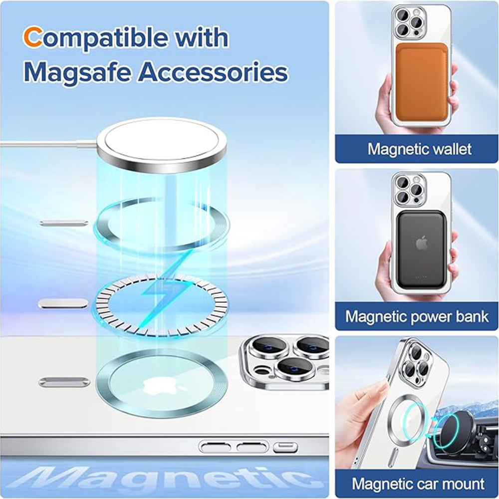 Ovitek MagSafe za Apple iPhone 13 Pro Max, Techsuit, Luxury Crystal, Srebrn