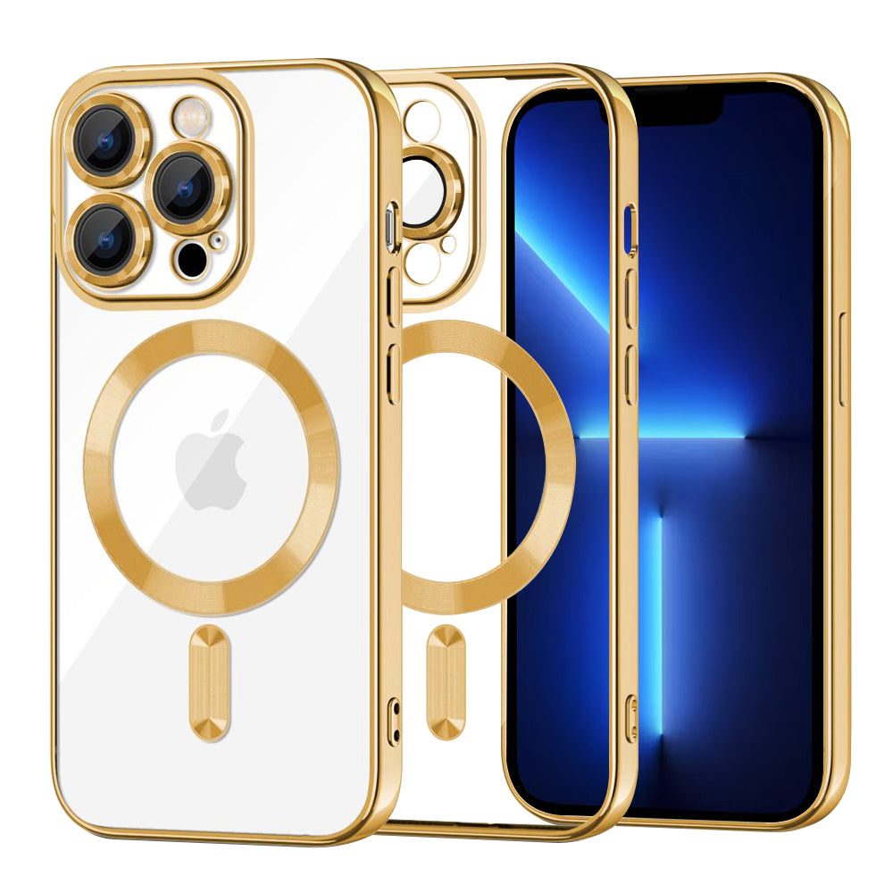 Ovitek MagSafe za Apple iPhone 13 Pro Max, Techsuit, Luxury Crystal, Zlata