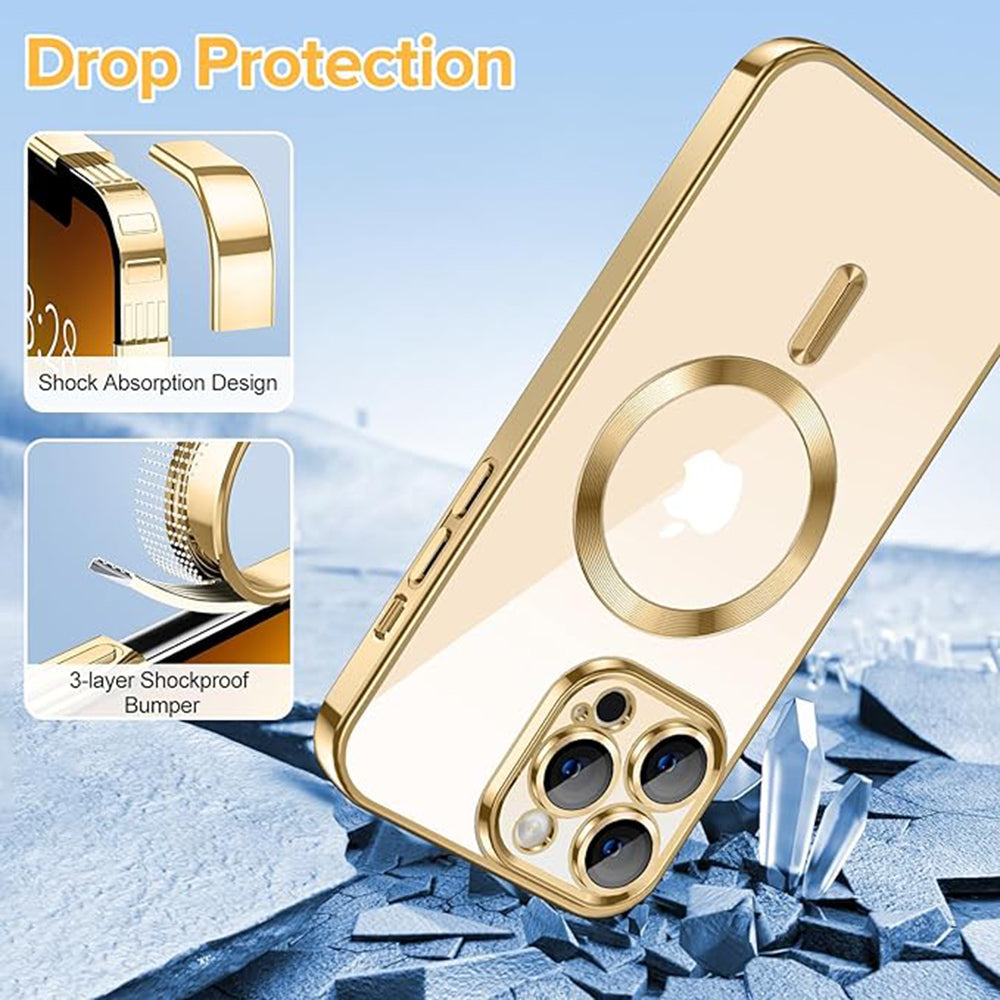 Ovitek MagSafe za Apple iPhone 13 Pro Max, Techsuit, Luxury Crystal, Zlata