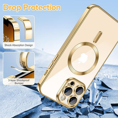 Ovitek MagSafe za Apple iPhone 13 Pro Max, Techsuit, Luxury Crystal, Zlata