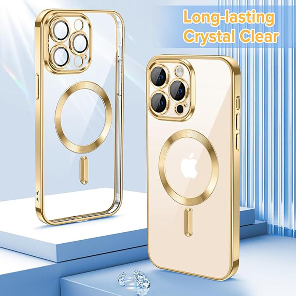 Ovitek MagSafe za Apple iPhone 13 Pro Max, Techsuit, Luxury Crystal, Zlata