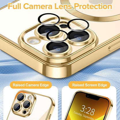 Ovitek MagSafe za Apple iPhone 13 Pro Max, Techsuit, Luxury Crystal, Zlata