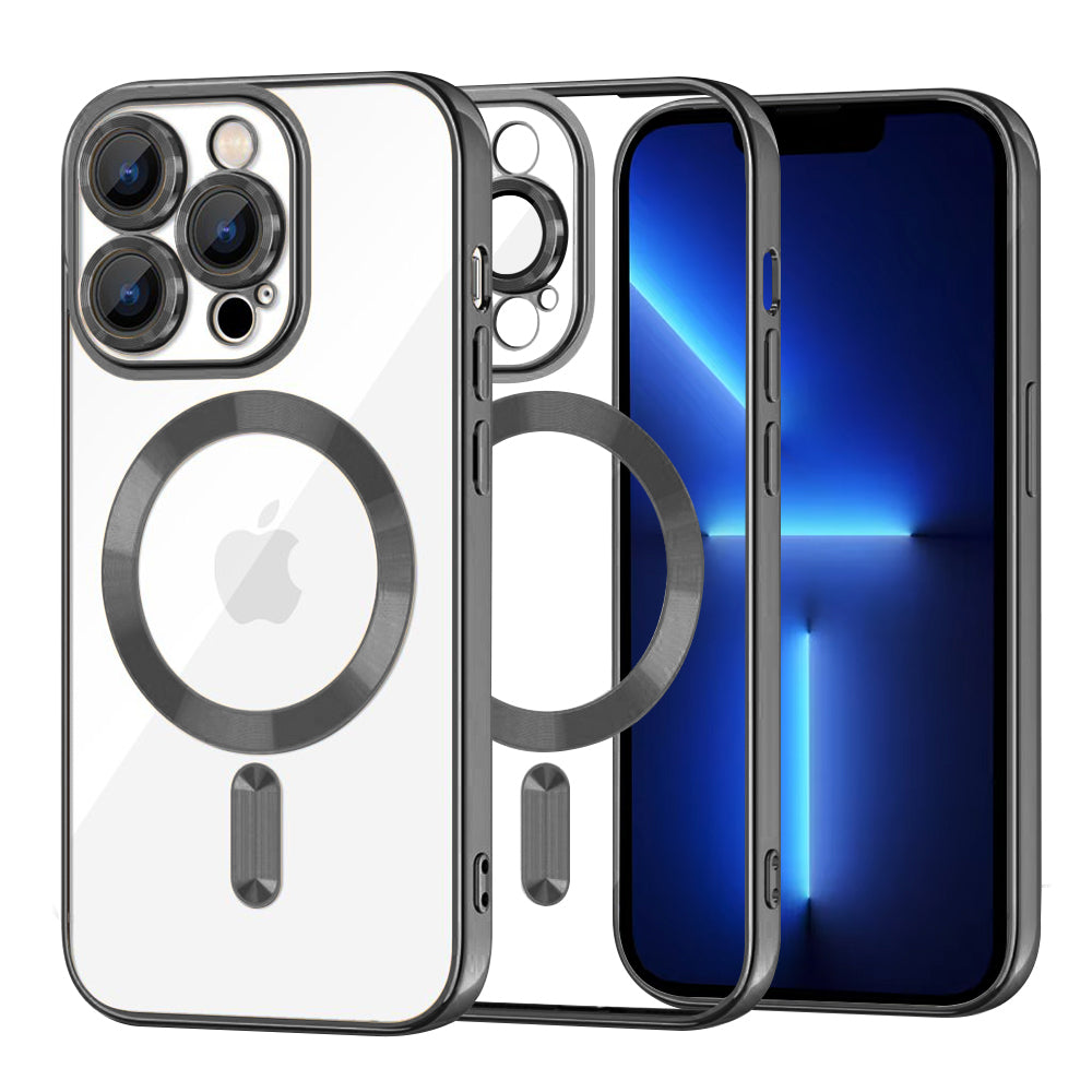 Ovitek MagSafe za Apple iPhone 13 Pro Max, Techsuit, Luxury Crystal, Črn