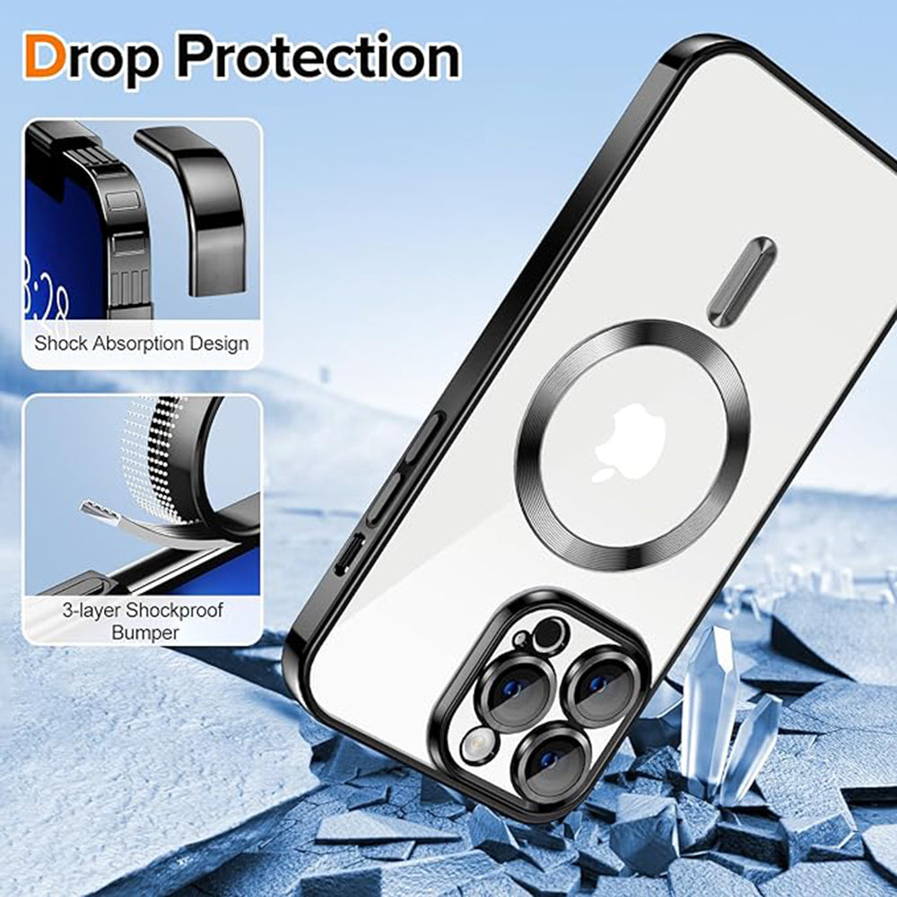 Ovitek MagSafe za Apple iPhone 13 Pro Max, Techsuit, Luxury Crystal, Črn